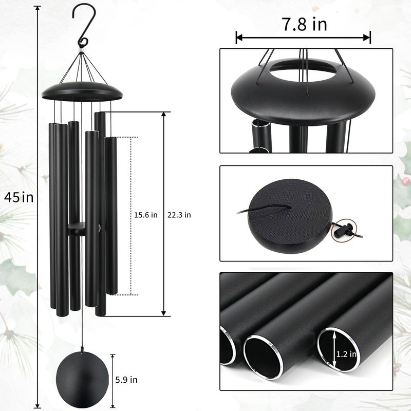 ASTARIN 45in Memorial Wind Chimes, Christmas Large Wind Chimes for Outdoors with 6 Heavy Tubes,Deep Tone for Garden Hanging Decor Sympathy Gifts Box - Image 3